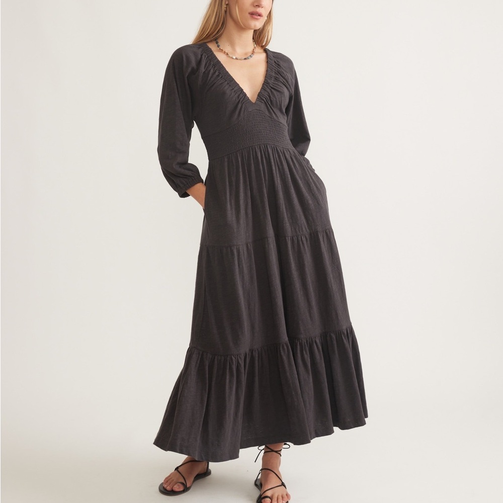Marine Layer Black Maxi Dress with V-Neck